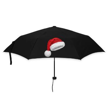 Chapeau classique du Père Noël brodé et douillet (imprimé) - Parapluie standard - noir - Devant