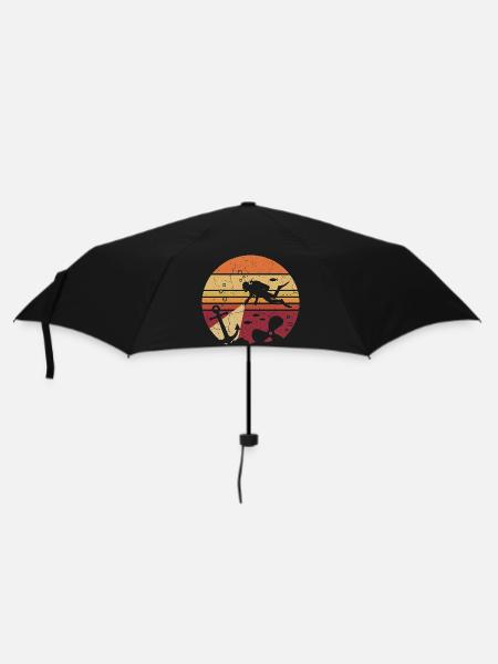 Diver Retro Sunset - Anchor & Wreck - Umbrella (small) - black