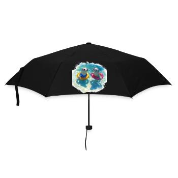 Happy seals with pool tires - Umbrella (small) - black - Front