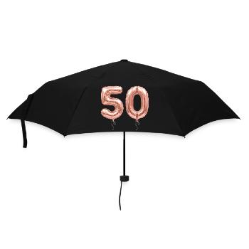 50. Geburtstag Rose Gold Luftballon - 50 Jahre - Regenschirm (klein) - Schwarz - Vorne