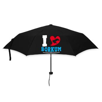 Borkumer Insel I LOVE BORKUM Lustiges - Regenschirm (klein) - Schwarz - Vorne