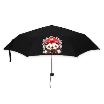 Panda couple under red umbrella - Umbrella (small) - black - Front