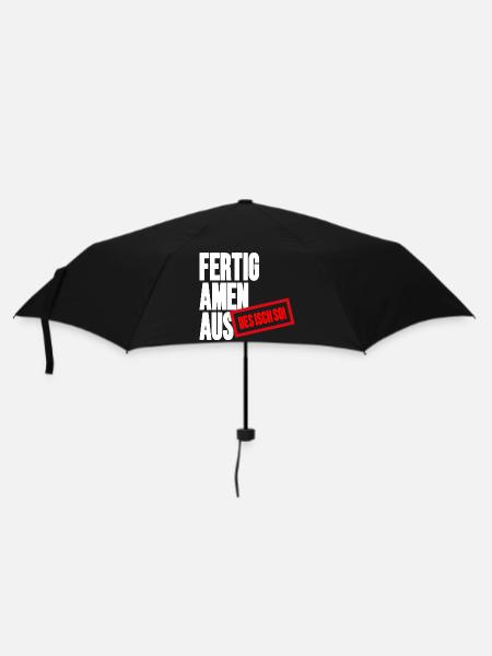 Großbuchstaben Stempelbanner - Fertig Amen Aus - Regenschirm (klein) - Schwarz