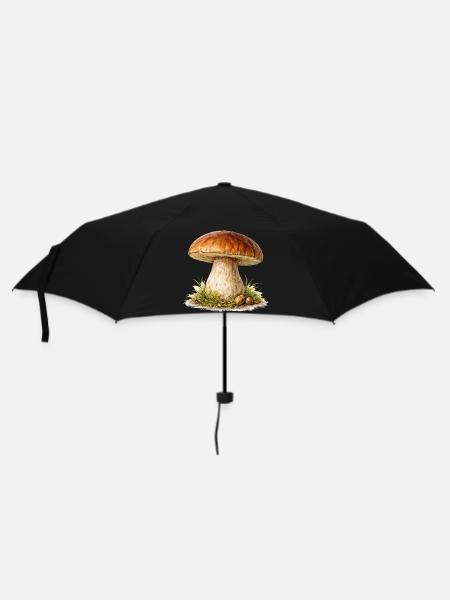 Waldpilz Illustration - Regenschirm (klein) - Schwarz