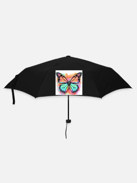 Schmetterling - Regenschirm (klein) - Schwarz