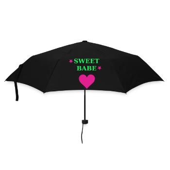 Sweet Babe Neon Herz Typo - Regenschirm (klein) - Schwarz - Vorne