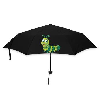 Cheerful Green Caterpillar Cartoon Illustration - Umbrella (small) - black - Front