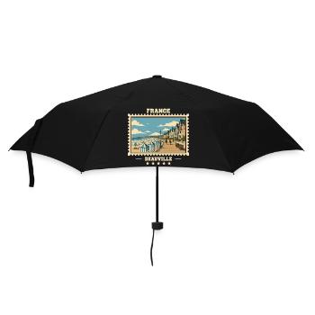 Frankreich Vintage Reisemarke - Regenschirm (klein) - Schwarz - Vorne