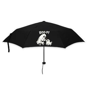 Boo-P - Süßer Halloween Geist mit Hund - Regenschirm (klein) - Schwarz - Vorne