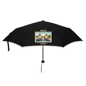 Belgien Kortrijk Vintage Reisemarke - Regenschirm (klein) - Schwarz - Vorne