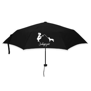 Jack Russell Terrier mit Frau - Regenschirm (klein) - Schwarz - Vorne