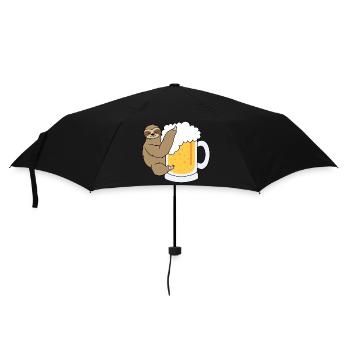 Faultier mit Bier - Regenschirm (klein) - Schwarz - Vorne