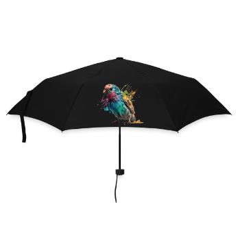 Bunter kleiner Vogel Splash Art Design - für alle - Regenschirm (klein) - Schwarz - Vorne