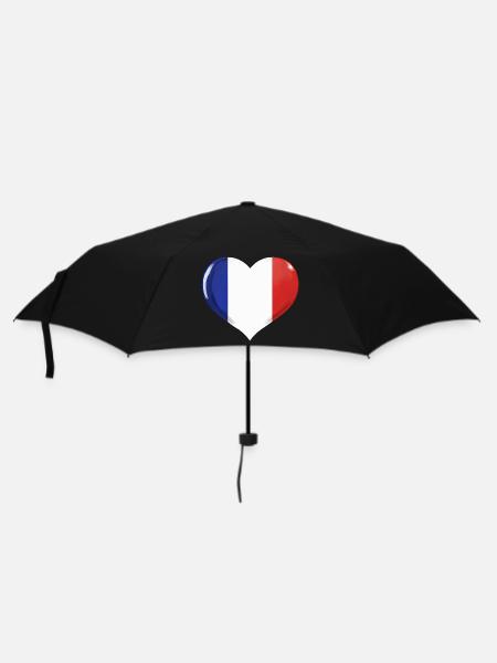 FRANKREICH FAHNE HERZ FLAGGE FRANKREICH - Regenschirm (klein) - Schwarz