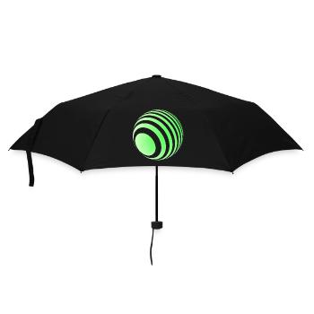 3D-Ball mit grünen Streifen - Regenschirm (klein) - Schwarz - Vorne