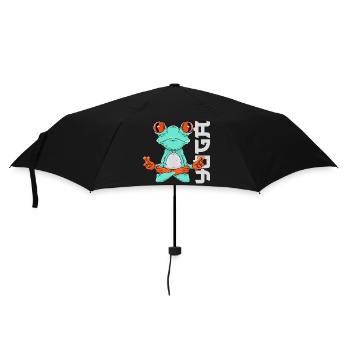 Frosch Yoga - Regenschirm (klein) - Schwarz - Vorne