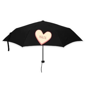 Maja Surname First Name Pink Sugar Heart - Umbrella (small) - black - Front