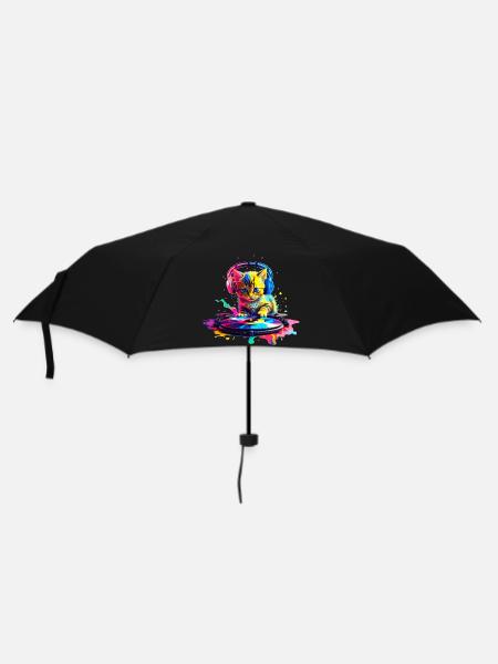 Chaton DJ - Arc-en-ciel - Parapluie standard - noir