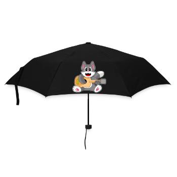 Katze Musiker Gitarre Musik - Regenschirm (klein) - Schwarz - Vorne