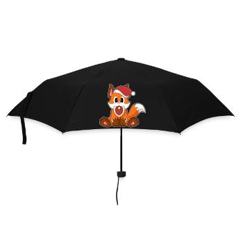 Fuchs Weihnachten Fleisch - Regenschirm (klein) - Schwarz - Vorne
