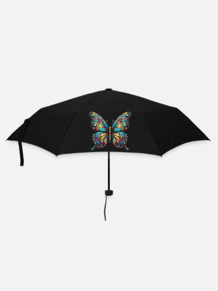 Schmetterling - Regenschirm (klein) - Schwarz