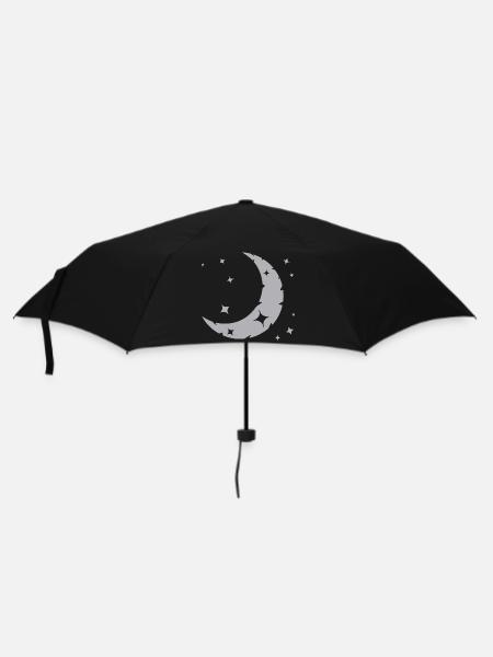 Mond und Sterne - Regenschirm (klein) - Schwarz