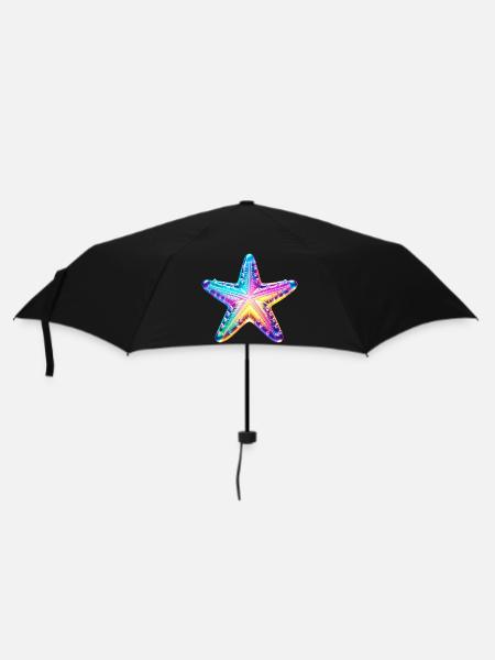 Seestern - Regenschirm (klein) - Schwarz