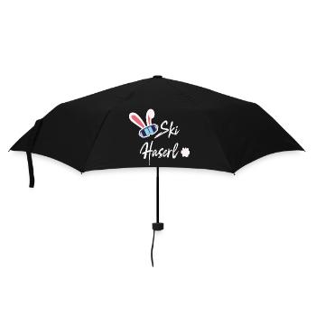 Skihaserl - Skihase - Skifahren - Skiurlaub - Regenschirm (klein) - Schwarz - Vorne
