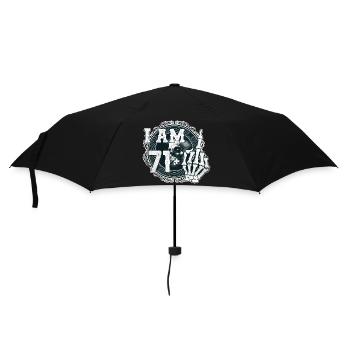 I'm 71 plus 1 middle finger Skull funny 72nd - Umbrella (small) - black - Front