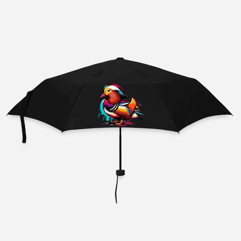 Mandarinente - Regenschirm (klein) - Schwarz