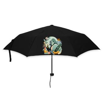 Proud gorilla with banana in tropical environment - Umbrella (small) - black - Front