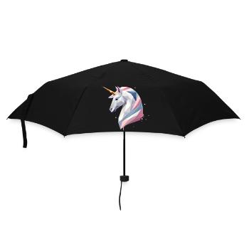 Geometrisches Einhorn – Moderne Eleganz - Regenschirm (klein) - Schwarz - Vorne