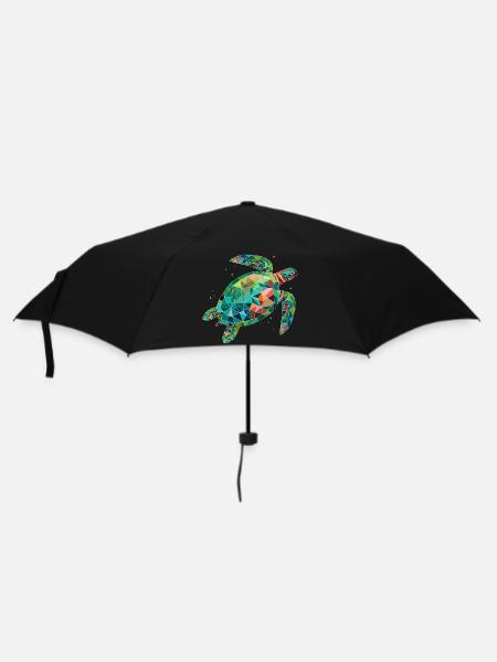 bunte Wasserschildkröte –Farbenfrohes Meeresdesign - Regenschirm (klein) - Schwarz
