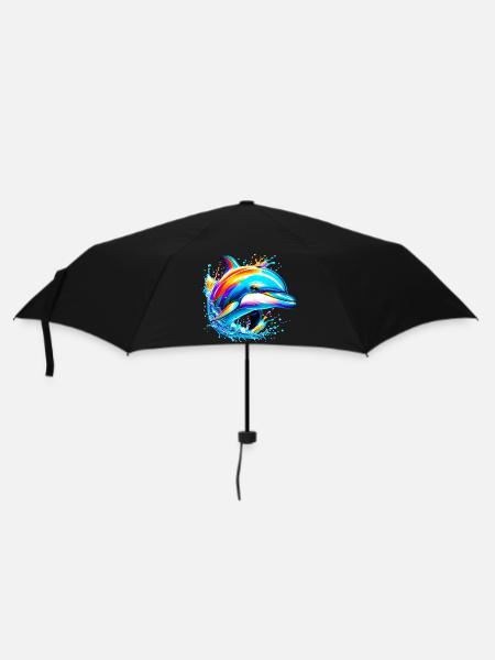 Delfin - Regenschirm (klein) - Schwarz