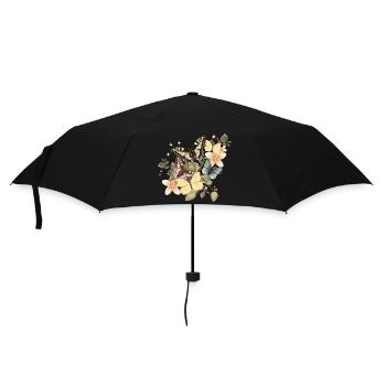 Papillons dans une mer de fleurs vintage - Parapluie standard - noir - Devant