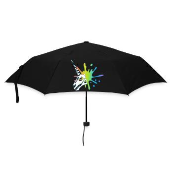 Einhorn-Totenschädel und mehrfarbige Explosion - Regenschirm (klein) - Schwarz - Vorne