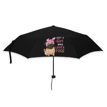 Nur ein Mädchen, das Möpse liebt – Lustiger süßer Hundeliebhaber - Regenschirm (klein) - Schwarz - Vorne