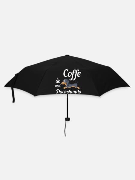 Kaffee Und Dackel T-Shirt - Regenschirm (klein) - Schwarz