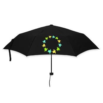 Many Turtles Circle Ring Colorful Round Silhouette - Umbrella (small) - black - Front