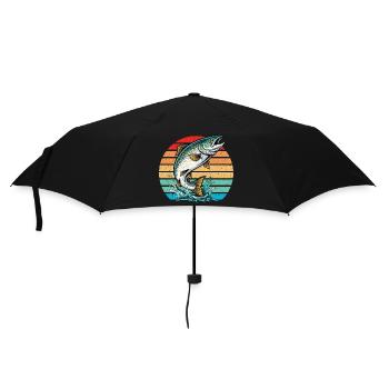 Pêche au saumon Pêche au saumon de l’Atlantique Pêcheur à la ligne - Parapluie standard - noir - Devant