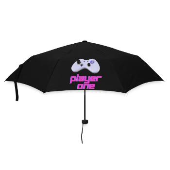 Neon Retro Controller Spieler Eins - Regenschirm (klein) - Schwarz - Vorne