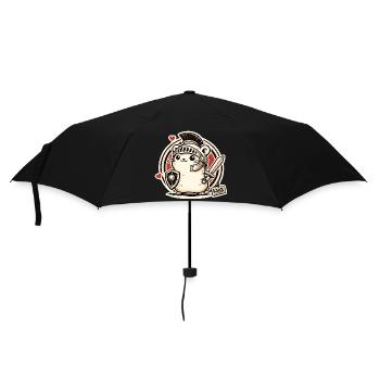 Gladiator Krieger Hamster mit Schild und Schwert - Regenschirm (klein) - Schwarz - Vorne