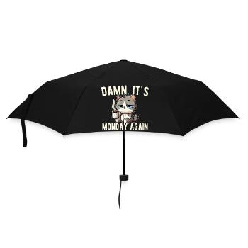 Monday Again Cat Coffee Work Stress Funny - Umbrella (small) - black - Front