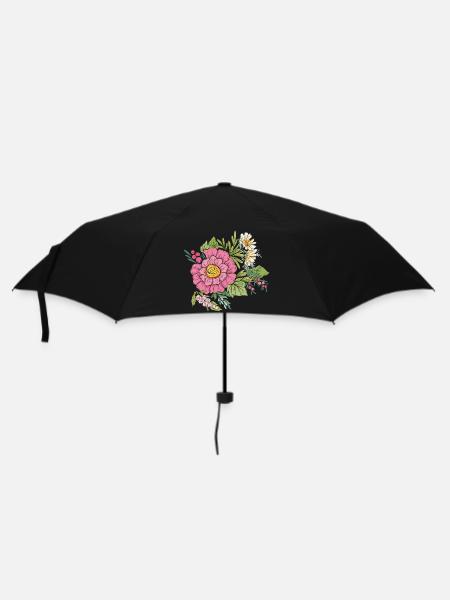 Blumenbild - Regenschirm (klein) - Schwarz