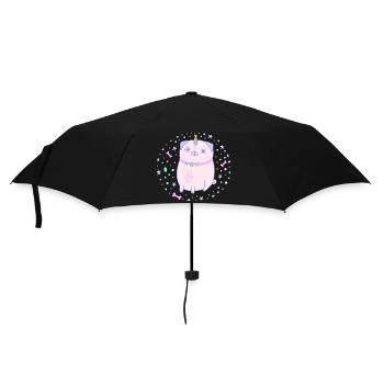 Rosa Mops Einhorn Pugicorn - Regenschirm (klein) - Schwarz - Vorne
