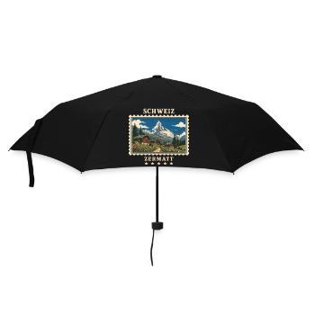 Schweiz Zermatt Vintage Reisemarke - Regenschirm (klein) - Schwarz - Vorne