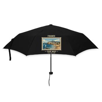 Frankreich Saint-Malo Vintage Reisemarke - Regenschirm (klein) - Schwarz - Vorne