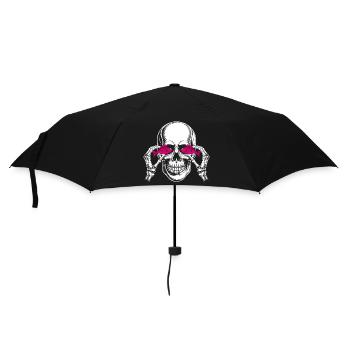Skull mit Pinkfischen - Regenschirm (klein) - Schwarz - Vorne