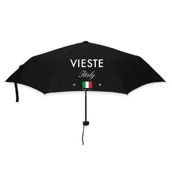 Vieste Italien Koordinaten Reise Souvenir - Regenschirm (klein) - Schwarz - Vorne