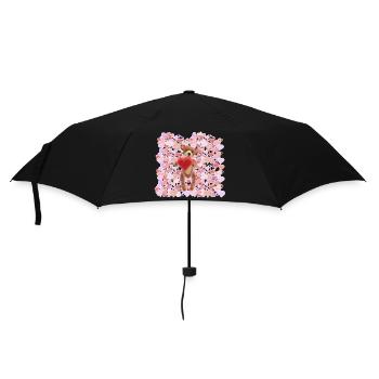 Peluche de la Saint-Valentin avec une mer de cœurs - 3D - Parapluie standard - noir - Devant